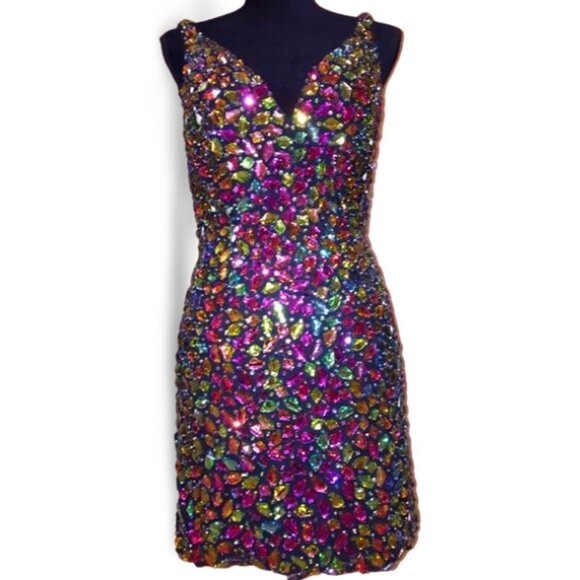 Luxury Couture Designer Crystals Beaded Runway Glamorous Cocktail Party Dress NW - Picture 2 of 12